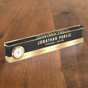 Porte-nom Pour Bureau Modèle Élégant Tendance Avec Horloge Luxueux