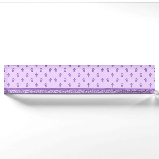 Porte-nom Pour Bureau Modèle Floral pourpre (Devant)
