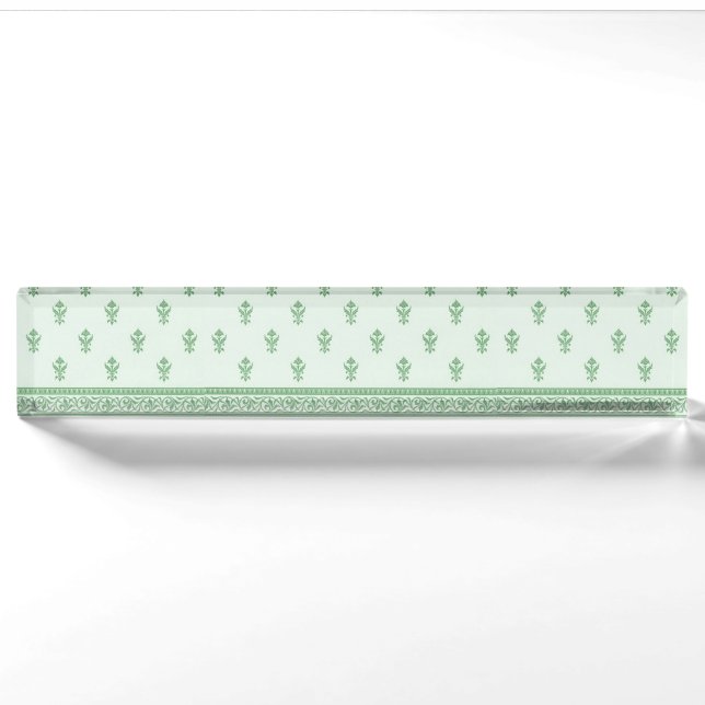 Porte-nom Pour Bureau Modèle floral vert (Devant)
