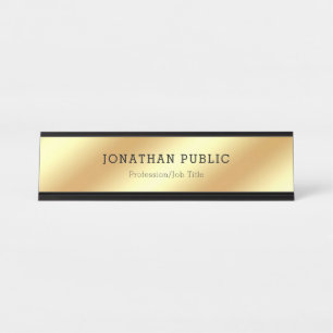 Porte-nom Pour Bureau Modèle glamour élégant et moderne Black Gold