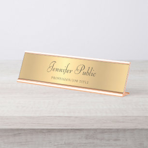 Porte-nom Pour Bureau Modèle moderne à la mode d'or de manuscrit