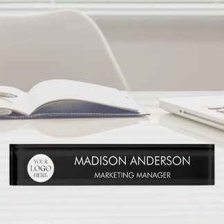 Porte-nom Pour Bureau Modèle moderne de logo d'entreprise avec nom perso