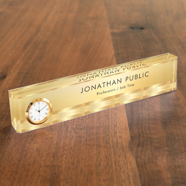 Porte-nom Pour Bureau Modèle moderne glamour Faux Gold (Taille)