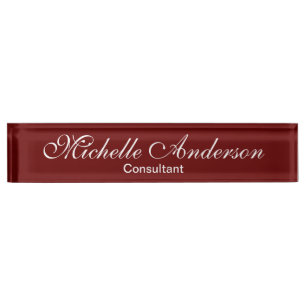 Porte-nom Pour Bureau Modèle unique de consultant de script rouge