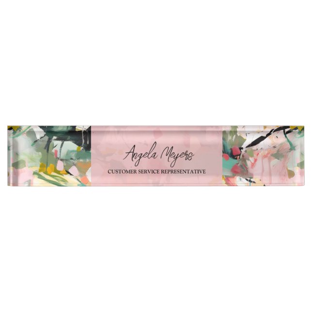 Porte-nom Pour Bureau Modern Abstract Floral Art Personalized (Devant)