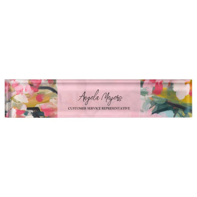 Porte-nom Pour Bureau Modern Botanical Abstract Floral Personalized (Devant)