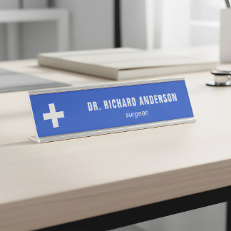Porte-nom Pour Bureau Modern Royal Blue Medical Officer