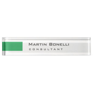Porte-nom Pour Bureau Moderne Blanc Vert Simple Consultant