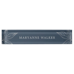 Porte-nom Pour Bureau Moderne Botanique Personnalisé Desk Nameplate