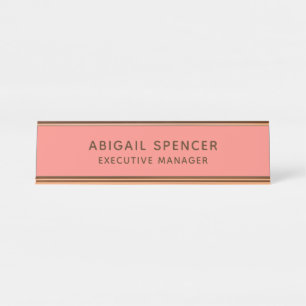 Porte-nom Pour Bureau Moderne Classy Professionnel Coral Rose