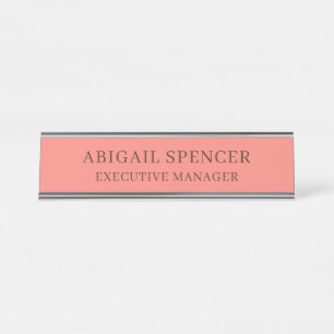 Porte-nom Pour Bureau Moderne Classy Professionnel Coral Rose