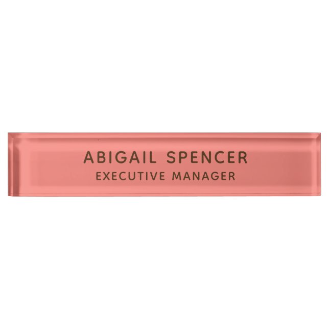 Porte-nom Pour Bureau Moderne Classy Professionnel Coral Rose (Devant)