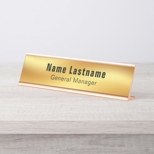 Porte-nom Pour Bureau Moderne Élégant Or   (Devant)