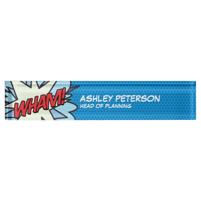 Porte-nom Pour Bureau Moderne Fun Comic Livre Pop Art Flash WHAM (Devant)