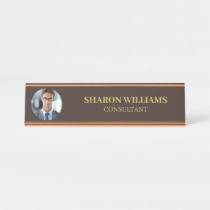 Porte-nom Pour Bureau Moderne Minimaliste Marron Professionnel Photo Per