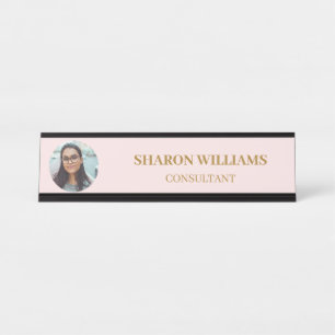 Porte-nom Pour Bureau Moderne Minimaliste Rose Photo Professionnelle Per