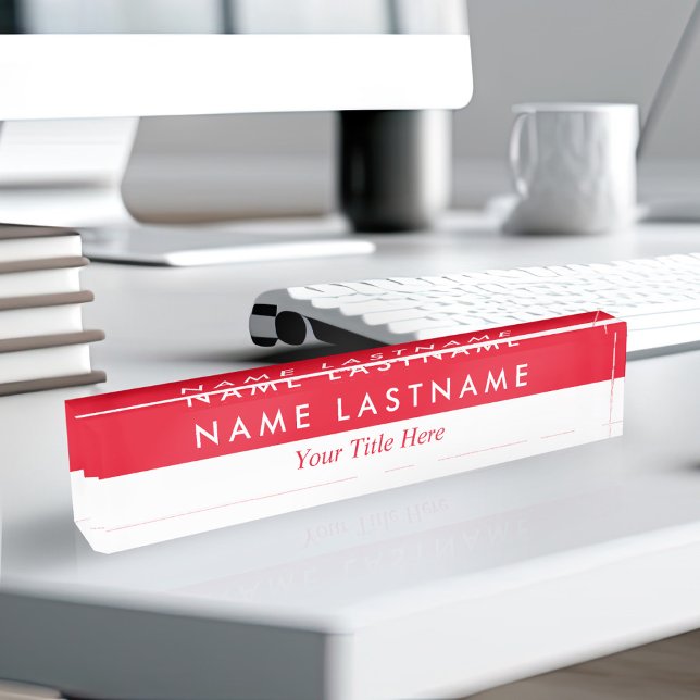 Porte-nom Pour Bureau Moderne Rouge Blanc Style Simple Moderne Minimalis (Créateur téléchargé)