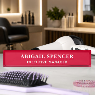 Porte-nom Pour Bureau Moderne Simple Élégant Cerise Rouge Professionnel