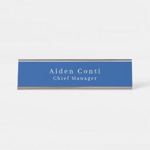 Porte-nom Pour Bureau Moderne Simple Plat Bleu Profond Minimaliste