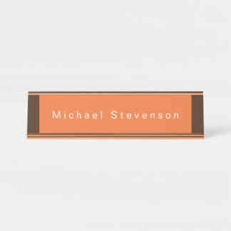 Porte-nom Pour Bureau Moderne tendance Orange Professionnel Brown