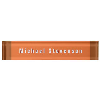 Porte-nom Pour Bureau Moderne tendance Orange Professionnel Brown