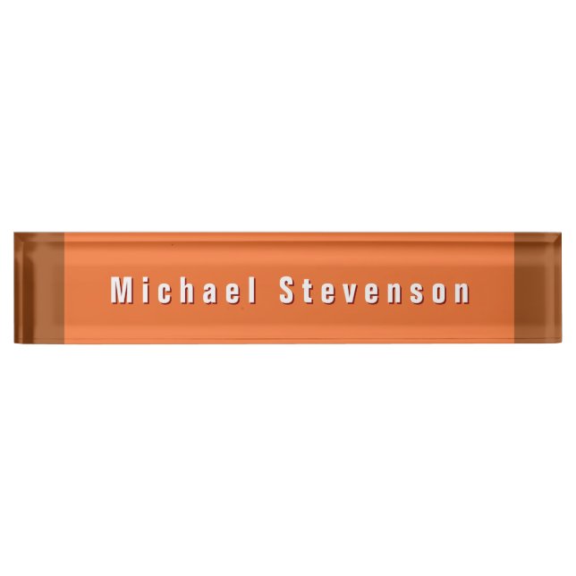 Porte-nom Pour Bureau Moderne tendance Orange Professionnel Brown (Devant)