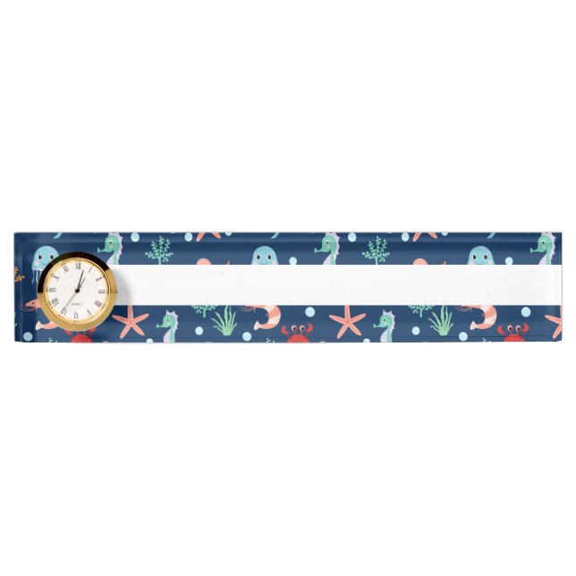 Porte-nom Pour Bureau Monde marin (Devant)