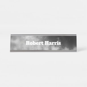 Porte-nom Pour Bureau Monochrome gris ciel de nuit personnalisé