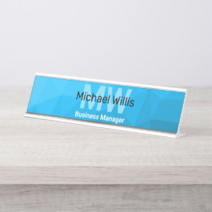 Porte-nom Pour Bureau Monogramme à motif géométrique en maille dégradé c