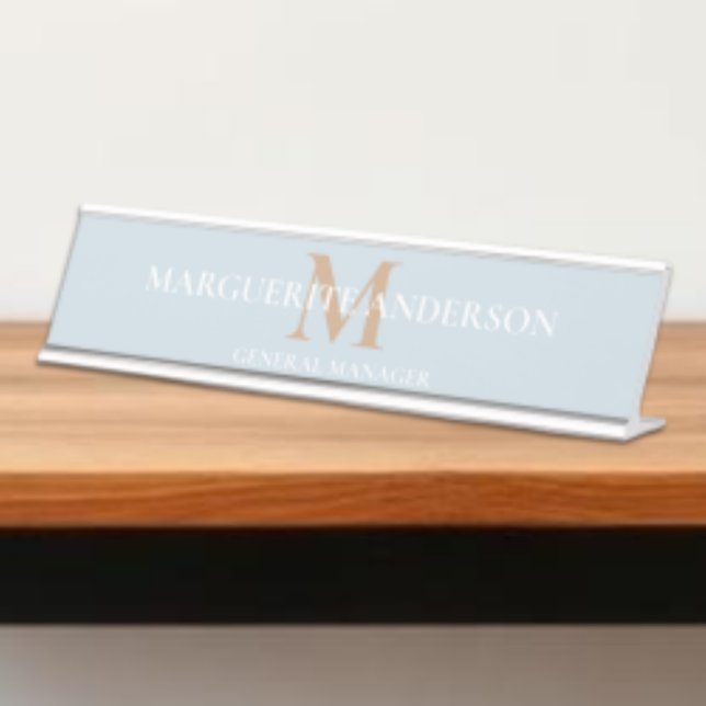 Porte-nom Pour Bureau Monogramme de nom personnalisé (Créateur téléchargé)
