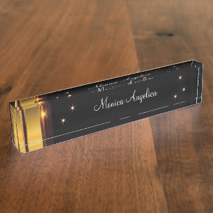 Porte-nom Pour Bureau Monogramme exécutif féminin classique
