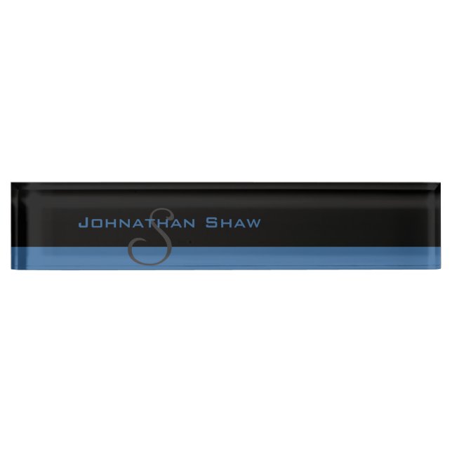 Porte-nom Pour Bureau Monogramme fait sur commande 5 (bleu) (Devant)