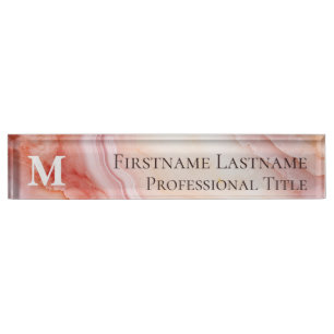Porte-nom Pour Bureau Monogramme Marbre élégant