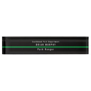 Porte-nom Pour Bureau Monogramme militaire moderne de la ligne verte min