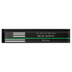 Porte-nom Pour Bureau Monogramme mince militaire de drapeau américain d