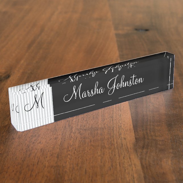 Porte-nom Pour Bureau Monogramme moderne chic (Taille)