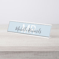 Monogramme moderne minimaliste de nom bleu clair