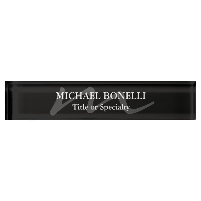 Porte-nom Pour Bureau Monogramme moderne tendance initial professionnel  (Devant)
