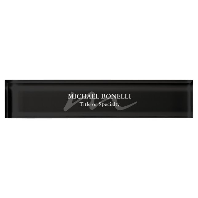 Porte-nom Pour Bureau Monogramme moderne tendance initial professionnel  (Devant)