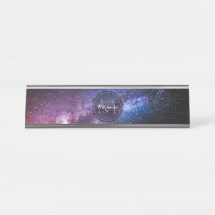 Porte-nom Pour Bureau Monogramme personnalisable à voie lactée