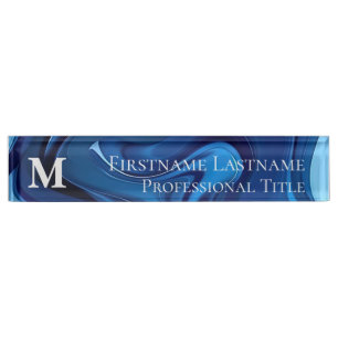 Porte-nom Pour Bureau Monogramme personnalisé Élégant Moderne Acrylique