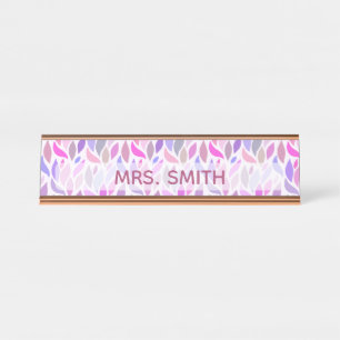 Porte-nom Pour Bureau Monogramme pourpre rose de professionnel