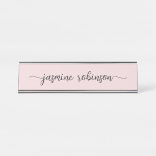 Porte-nom Pour Bureau Monogramme professionnel Blush Pink