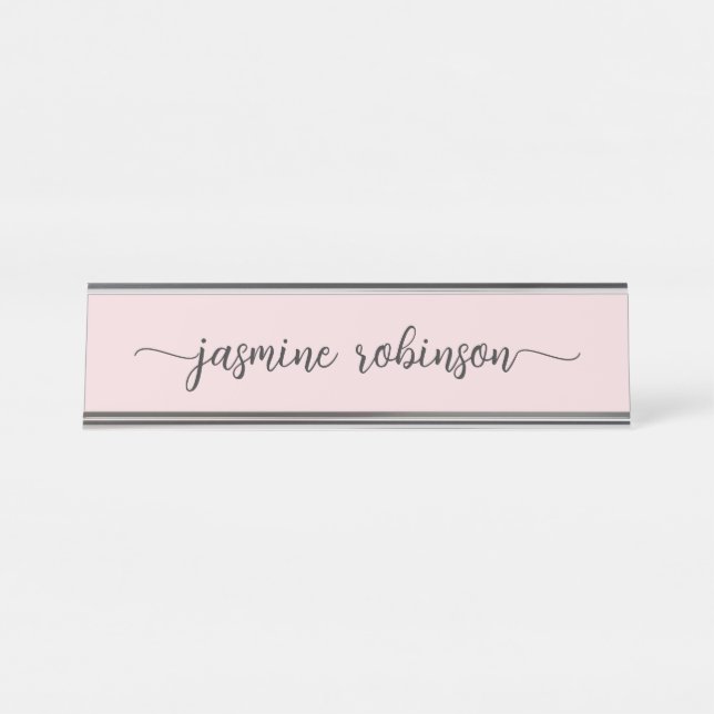 Porte-nom Pour Bureau Monogramme professionnel Blush Pink (Devant)