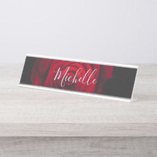 Porte-nom Pour Bureau Monographie personnalisée rose rouge photo vintage