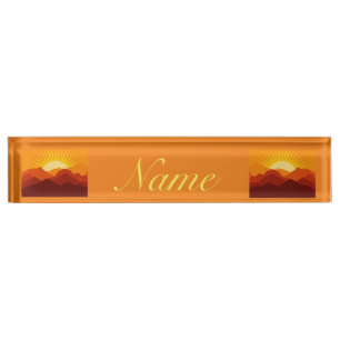 Porte-nom Pour Bureau Montagnes du désert Coucher du soleil Thunder_Cov