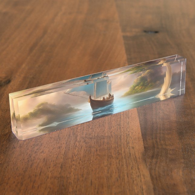 Porte-nom Pour Bureau Monter une vague d'imagination (Taille)