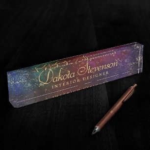 Porte-nom Pour Bureau Moody Ombre Psychedelic Grunge Stardust Title