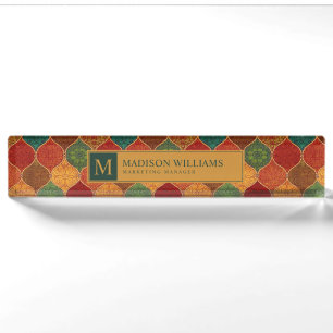 Porte-nom Pour Bureau Mosaique géométrique marocaine sans couture modèle