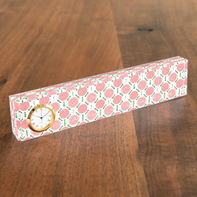 Porte-nom Pour Bureau  motif à fleurs roses  (Taille)
